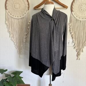 An studio black and gray wrap poncho look cardigan small NEW